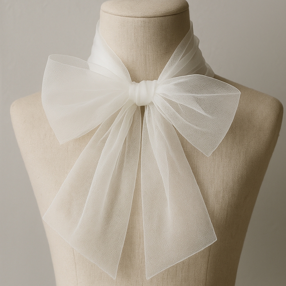 White Sheer Oversized Bow Wrap
